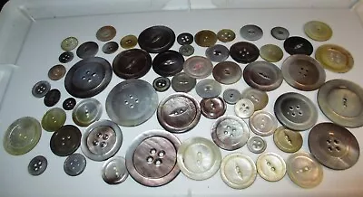 Lot 40+ Antique & Vintage Smoky Mop Mother Of Pearl Buttons - Carved Sew-thru • $25.99