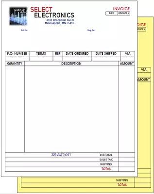 Carbonless Forms Custom Printed Full Color 2-Part NCR 8.5  X 11  2 Sides 4/1 • $315.80