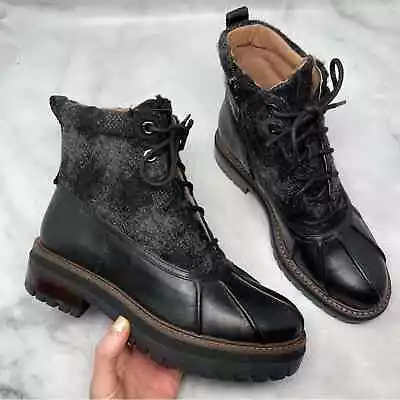 NEW Louise Et Cie Sarni Leather Wool Platform Ankle Duck Booties Grunge Black • $89.99