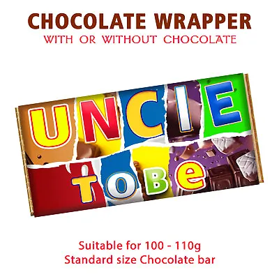 Uncle To Be Chocolate Bar Wrapper Novelty Gift For Marriage Birthday Christmas • £1.99