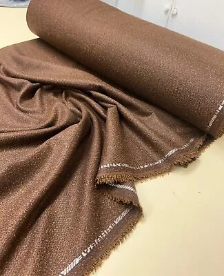 £45 • Buy BOUCLE Wool Blend Plain Suiting Dress Fabric 60  Wide Brown Tailoring Material