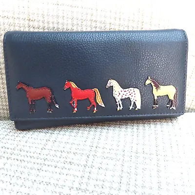 Mala Leather Wallet/purse Bnwt Grey/horses Large Global Ship! • £34.99