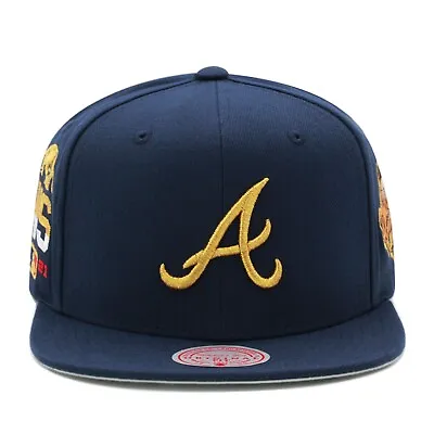 Mitchell & Ness Atlanta Braves Champ'D Up Snapback Hat Cap - Navy/Side Patch • $42