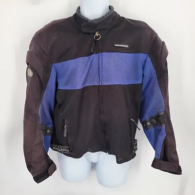 Fieldsheer Racing Motorcycle Jacket Mesh Zip Pockets Armor Black Blue Mens XL • $29.99