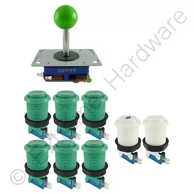 1 Player Arcade Control Kit 1 Ball Top Joystick 8 Buttons Green JAMMA MAME Pi • £15.99