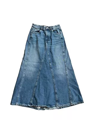 Zara Maxi Skirt  Washed Effect Front Zip Womens Size Sm Modest • $26.99