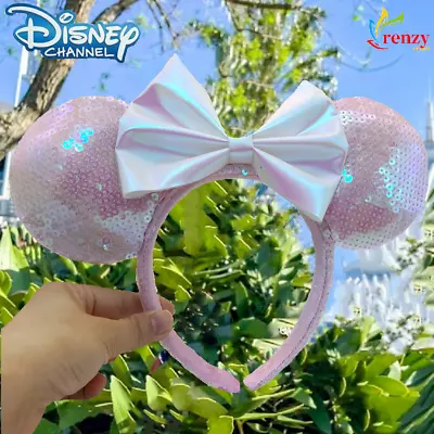 Anniversary Collection Disney Parks Minnie Mouse Pink Bow Sequins Ears Headband • $17.35