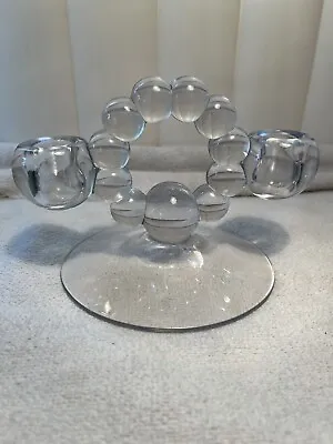 $32.95 • Buy Vintage Set Of 2 Solid Glass Double Bubble Pedestal Candle Holders
