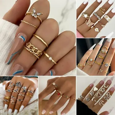 Boho Butterfly Stack Plain Above Knuckle Ring Midi Finger Rings Set Jewellery • £2.82