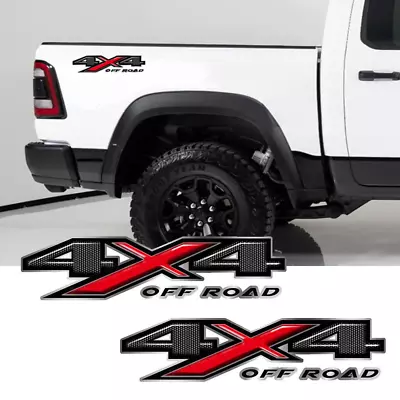 2x Carbon Fiber Pattern 4X4 Off Road Truck Side Bed Decal Sticker For Dodge Ram • $11.69