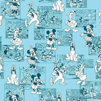 BTY Disney Mickey Minnie Mouse Donald Duck Friends Comic Cotton Fabric By 1 Yard • $9.95