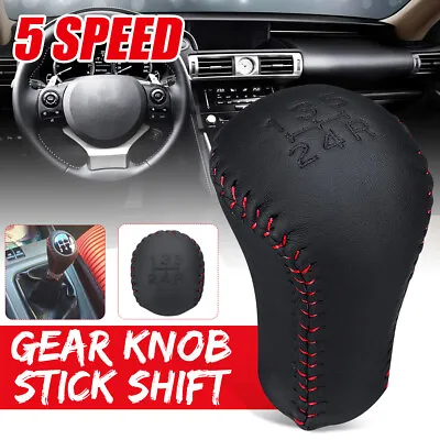 $20.23 • Buy 5 Speed Manual Gear Knob Stick Shift Shifter Leather Red Stitch Line Universal