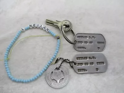 Set Of 2 Military USNR Dog Tags And Baby/Infant Hospital Necklace ID - L. Neilan • $49.99