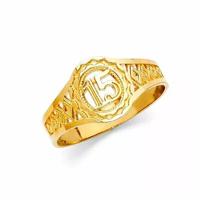Sweet 15 Años Ring Round 14k Yellow Gold Quinceañera Adolescente Oro Anillo • $271.98