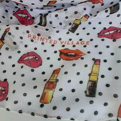 Printed Village Scraf Lightweight Shawl Wrap Lips Lipstick  • $19.36