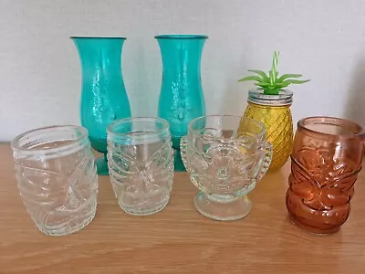 Tiki Style Drinking Cocktail Glasses X 7 Man Cave Home Bar Kitchenware  • £23