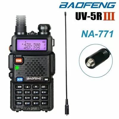 $34.99 • Buy BAOFENG UV-5R III Tri-Band VHF/UHF Walkie Talkies Two Way Radio + NA-771 Antenna