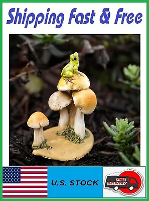 Top Collection Miniature Fairy Garden And Terrarium Statue Frog On Mushrooms • $21.99