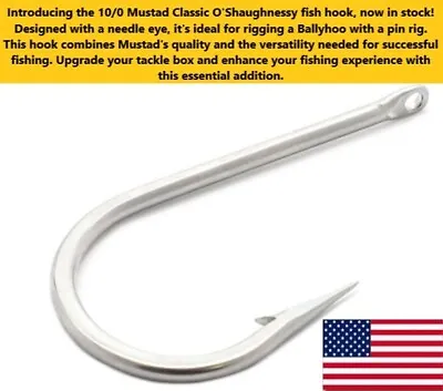 100 Mustad Needle Eye Hooks Big Game Forged Industrial Strong Hook Size 10/0 NEW • $239.99