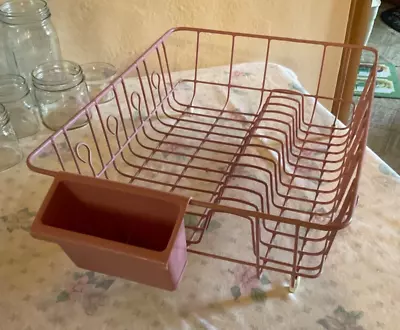 Vintage Rubbermaid Rose Pink Coated Wire Dish Rack Drainer W/Silverware Drainer • $74.88