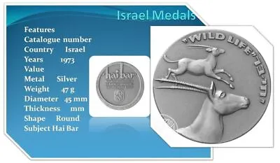 Israel 1973 Wildlife Silver Medal • $81.99