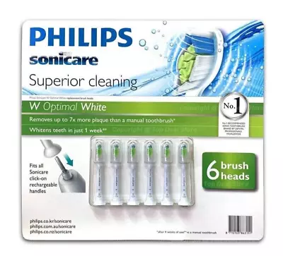 $53.85 • Buy NEW Philips Sonicare Optimal White 6 Replacement Heads Electric Toothbrush Tooth