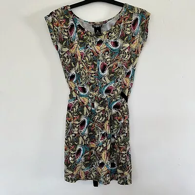 £27.99 • Buy Iron Fist Here I Lie Shark Print Dress Horror Comic Black Y2K - Size Small S