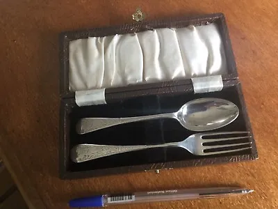 James Dixon &Sons Cased Engraved Sterling Youth Set Spoon Fork • $295
