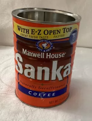 Vintage Maxwell House Sanka Coffee Naturally Decaffeinated Can Tin 13 Oz • $9.99