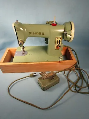 Vntg SINGER 185K Green Sewing Machine Great Britain Foot Control Needs Adjust • $65