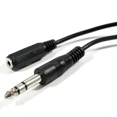 1.8m 6.35mm Jack Plug To 3.5mm Stereo Socket Extension Cable Lead ¼  Headphone • £5.49