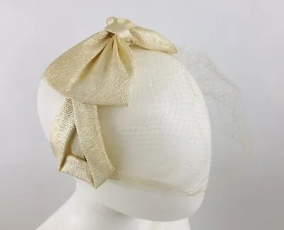 $26 • Buy Vintage 50s Off White Bow Bridal Veil Fascinator Head Band Casque Hat Birdcage