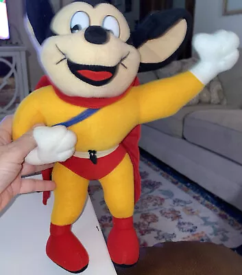 1997 Mighty Mouse 14  Stuffed Toy Action Figure Plush Terrytoons Red Cape VTG • $30