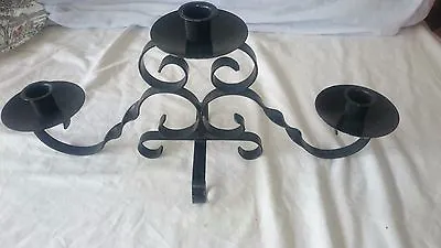 £24.85 • Buy Black Wrought Iron Scroll Design Triple 3 Stick Centre Piece Candle Holder