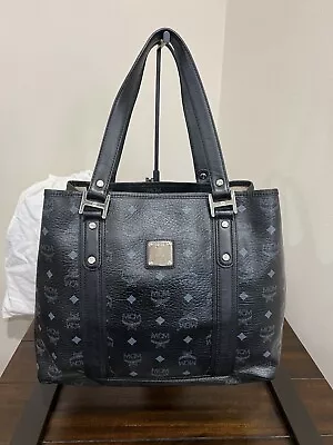 MCM Womens Tote Small Black Leather Visetos • $124.50