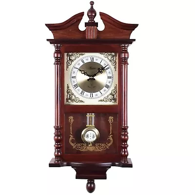 Acctim Westbury RC Pendulum Wall Clock Chime Radio Controlled Carved Dark Wood • £209.95