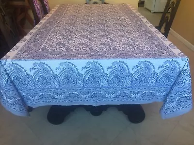 DILIP TEXTILES Block Print Cotton Tablecloth ~ Floral Ethnic India ~ 106  X 65  • $60