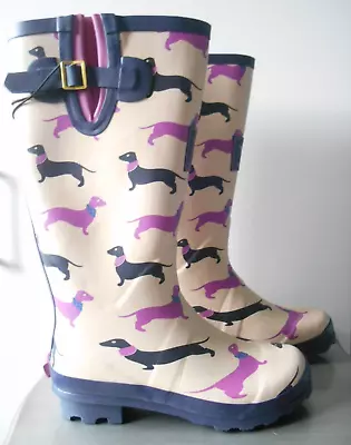 £24 • Buy Ladies Daschund / Sausage Dog  Print Wellingtons - Size 5