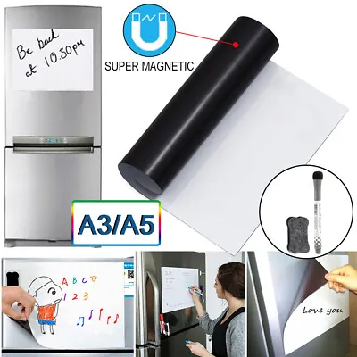 $15.99 • Buy A3 A5 Soft Magnetic Whiteboard For Fridge With Markers & Eraser