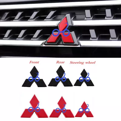 For 2014-2023 Mitsubishi Pajero Sport Black/Red 3PCS Logo Emblem Cover Trim • $14.99