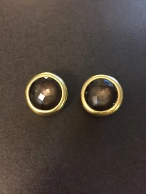 VINTAGE VAUBEL DESIGNER  CLIP ON EARRINGS With FACETED SMOKE QUARTZ STONES • $225