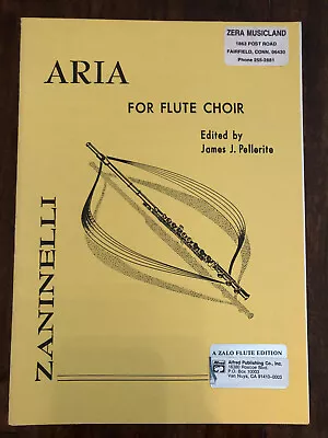 FLUTE CHOIR SHEET MUSIC ARIA By Luigi Zaninelli Original Owner • $14