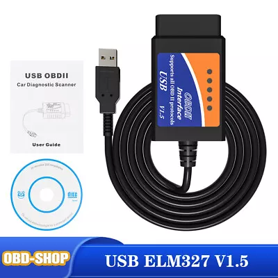 ELM327 USB Interface OBD2 Car Diagnostic Scanner Cable Fault Code Reader ELM 327 • $9.19