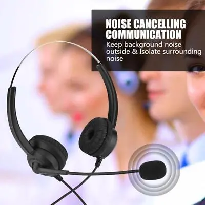 Office Call Center Headset Telephone Corded RJ11 Microphone Wired Headphone • £12.84