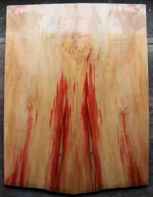 Curly Red Flame Box Elder Maple Drop Top .37  Thk Bass Guitar Tonewood 2349 • $59.99