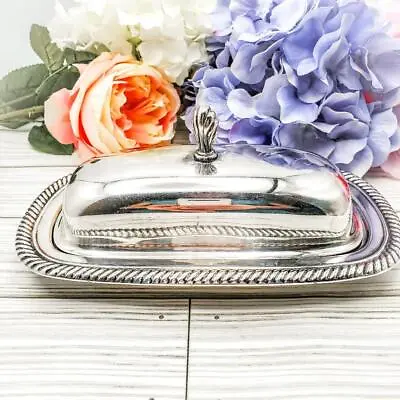 £22.12 • Buy Wm Rogers Silver Plated Butter Dish Gadroon Edge Deco Finial