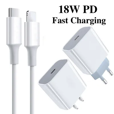 18W Fast Wall Charger USB-C Power Adapter Plug With Cable For IPhone 12 And Ipad • £11.27