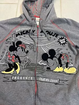 Mickey And Minnie Mouse Hoodie Full Zip Graphic  Disney Store Gray Large ❤️ • $10