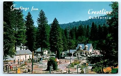CRESTLINE CA California ~ MINIATURE GOLF In VILLAGE  C1950s F. Scott Postcard • $6.78