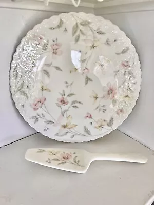 Mikasa Pastel Garden Cake Plate And Serving Knife • $15